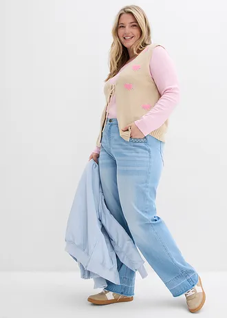 Kötött mellény pamut-keverékből, szín: világos homok-rózsaszín