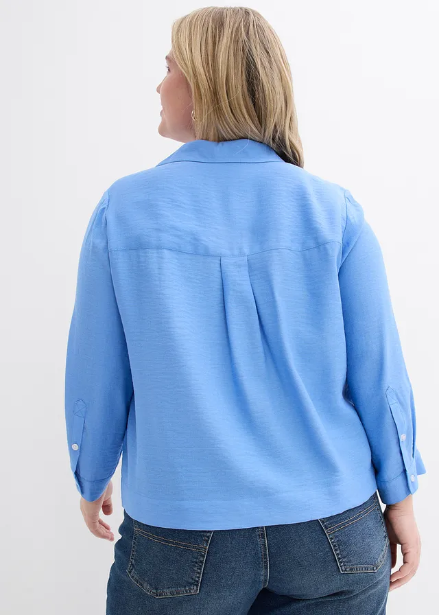 Chemisier boxy, Couleur: bleu moyen