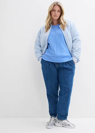 Sweat en matière texturée, Couleur: bleu moyen