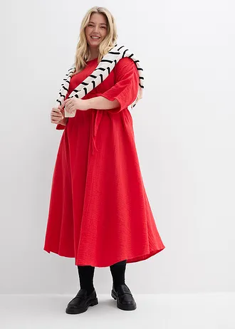 Robe midi en coton doux, Couleur: fraise