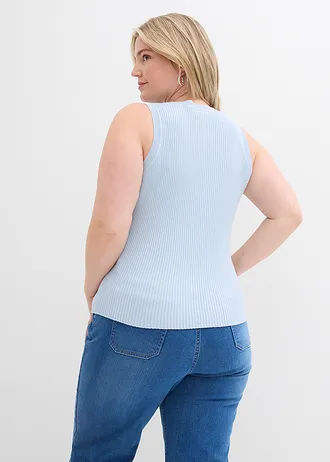 Gebreide top met viscose, Kleur: poederblauw