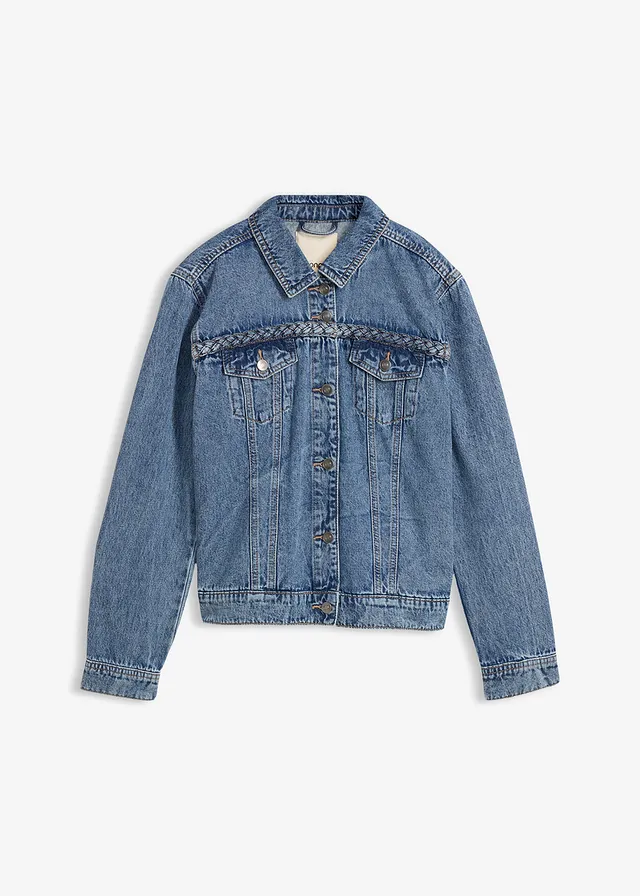 Spijkerjasje met gevlochten detail, Kleur: lichtblauw denim used