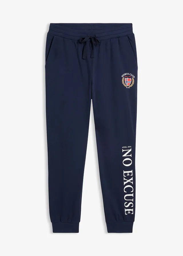 Pantaloni de jogging din bumbac 100% • bleumarin cu imprimeu • magazin bonprix