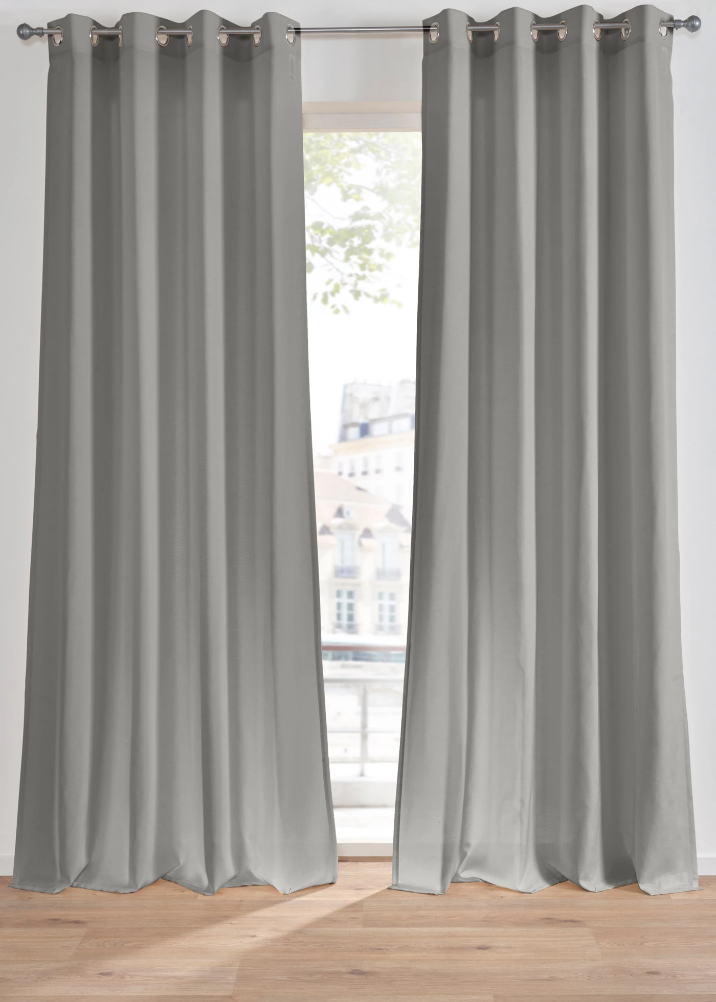 Rideau panneau avec polyester recyclé (1 pce) • gris • Boutique bonprix