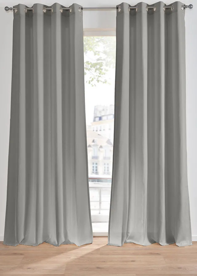 Gordijn in linnenlook met gerecycled polyester (1 stuk) • grijs • bonprix online shop