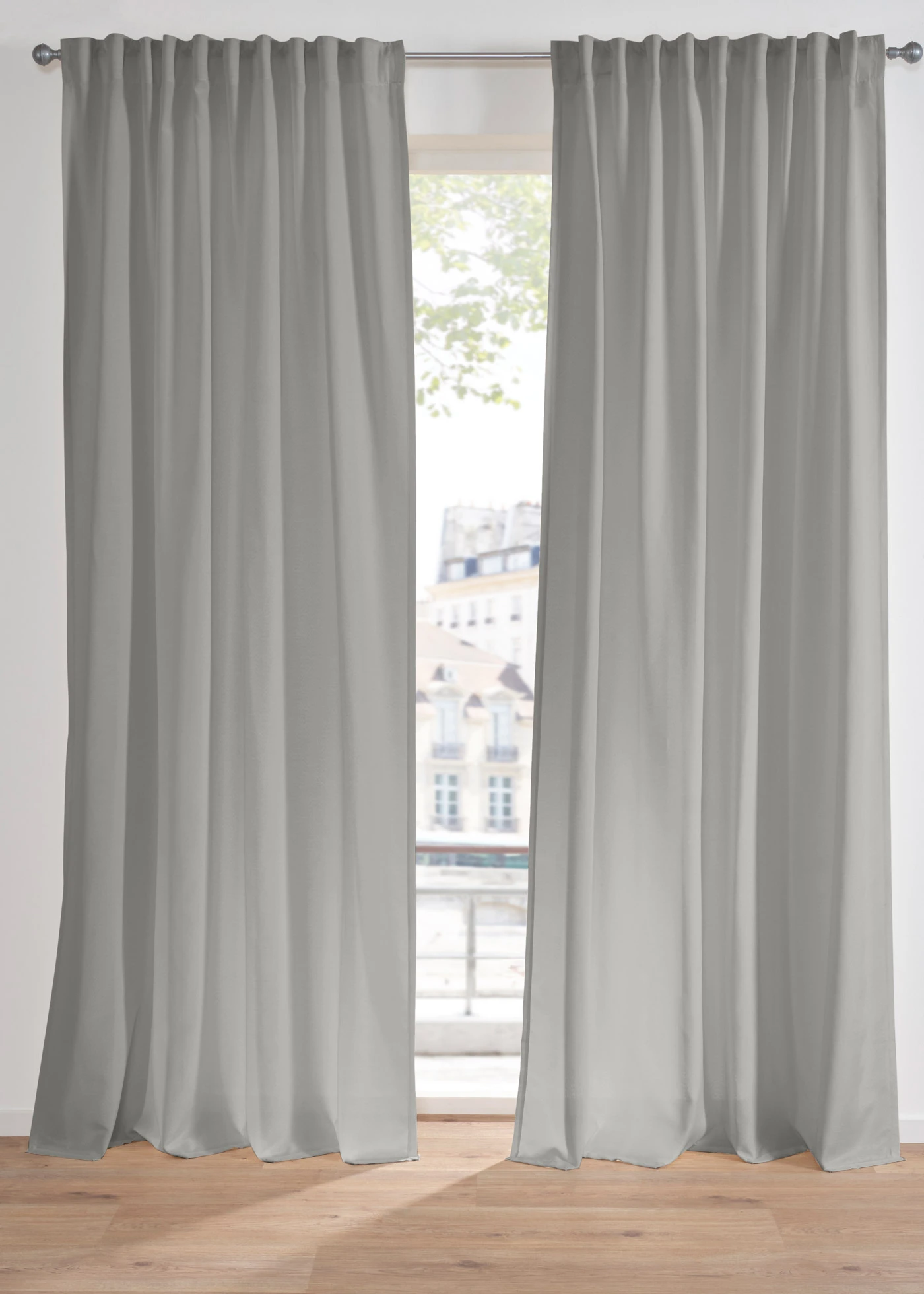 Draperie cu aspect de in, cu poliester reciclat (set/1 buc.) • gri • magazin bonprix