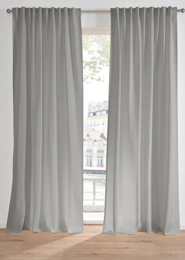 Gordijn in linnenlook met gerecycled polyester (1 stuk) • grijs • bonprix online shop