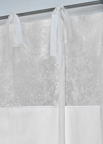 Vouwgordijn met borduursel • grijs/wit • bonprix online shop