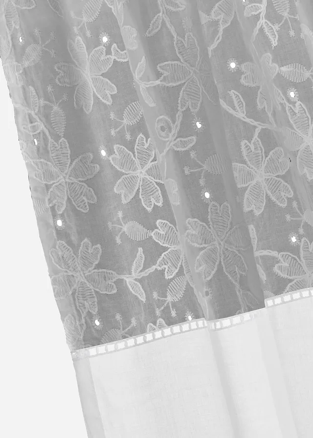 Rideau en coton avec broderie (1 pce) • gris/blanc • product-page.page-title-suffix