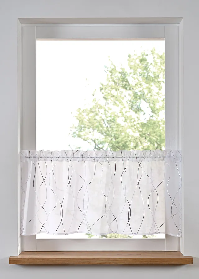 Ablaktábla függöny, fényes mintás • fehér/ezüstszín • bonprix áruház