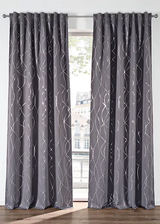 Draperie de întunecare cu material lucios, disponibilă și în dimensiune extralungă (1 buc.)