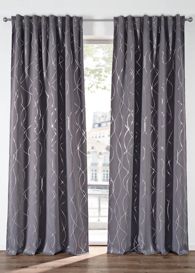 Draperie de întunecare cu material lucios, disponibilă și în dimensiune extralungă (1 buc.)