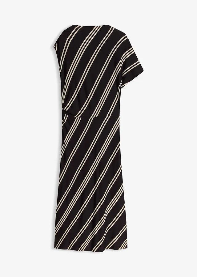 Midi jurk van zachte viscose-mix • zwart/wit gestreept • bonprix online shop