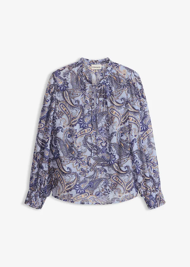 Chiffon blouse, Kleur: lichtblauw paisley