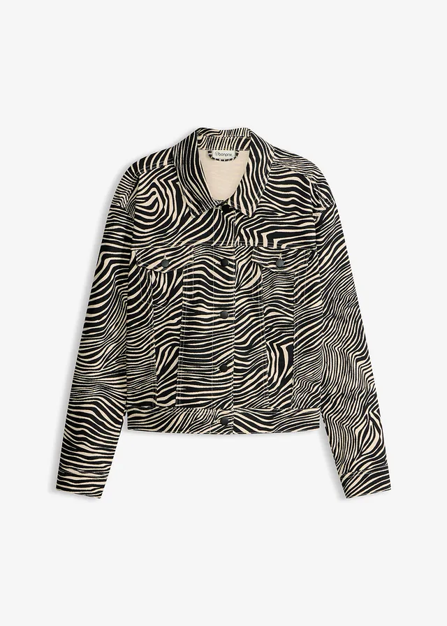 Twill jas, Kleur: sand-zwart zebraprint