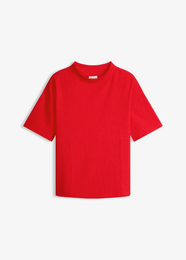 Bluză din material crep texturat • roșu-căpșună • magazin bonprix