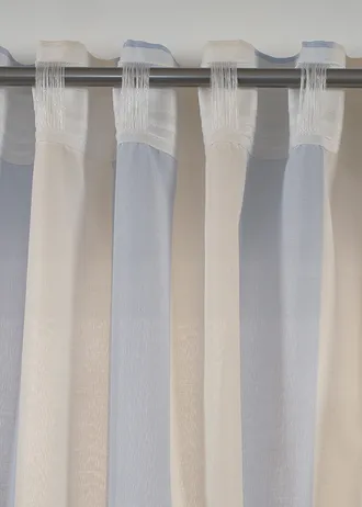 Gestreept gordijn met gerecycled polyester (1 stuk) • wit-blauw • bonprix online shop