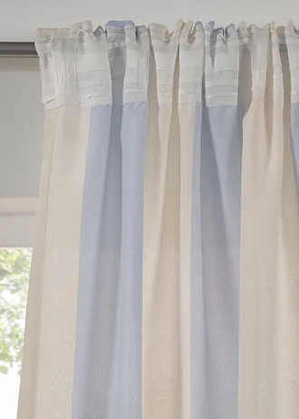 Gestreept gordijn met gerecycled polyester, ook verkrijgbaar in extra lang (1 stuk) • blauw-crème • bonprix online shop