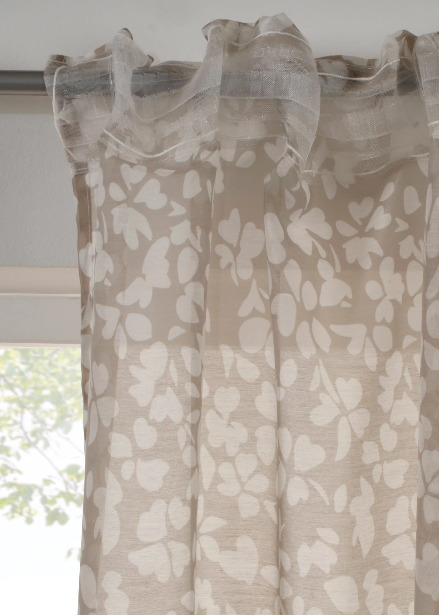 Perdele din batist (set/ 2 buc.) • bej/alb • magazin bonprix