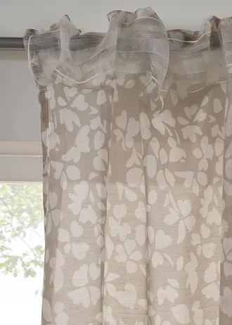 Lot de 2 voilages en batiste, Couleur: beige-blanc