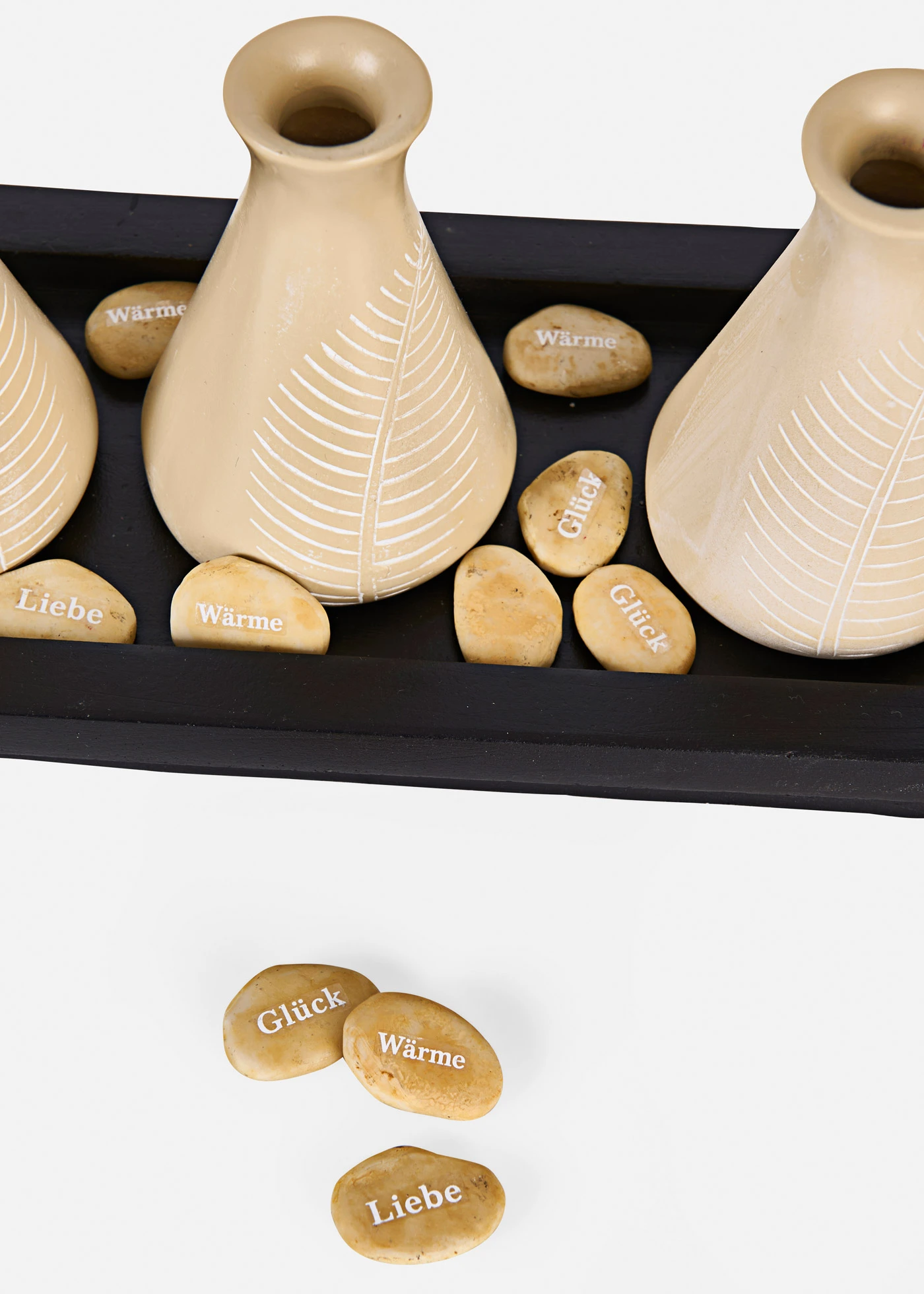 Vase sur plateau • blanc-beige • Boutique bonprix