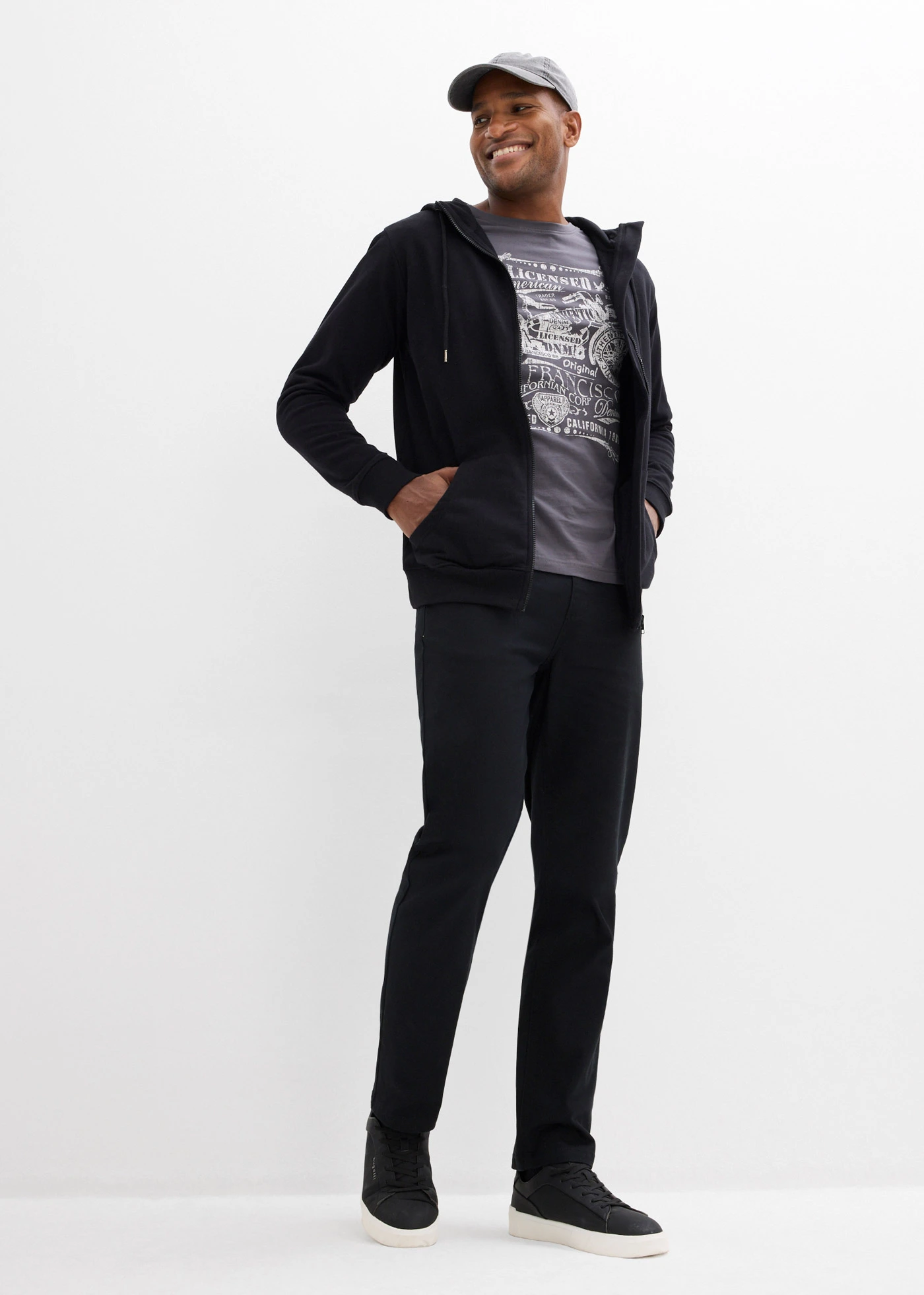 T-shirt manches longues 100% coton • gris ardoise imprimé • Boutique bonprix