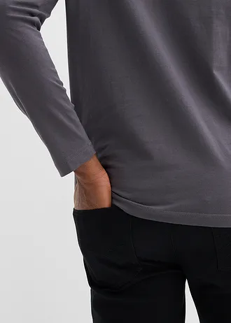 Triko s dlouhým rukávem, z čisté organické bavlny • břidlicově šedá s potiskem • bonprix obchod