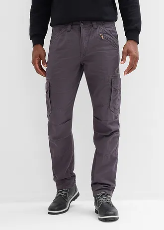Pantalon cargo en coton robuste, coupe droite et loose • gris ardoise • Boutique bonprix