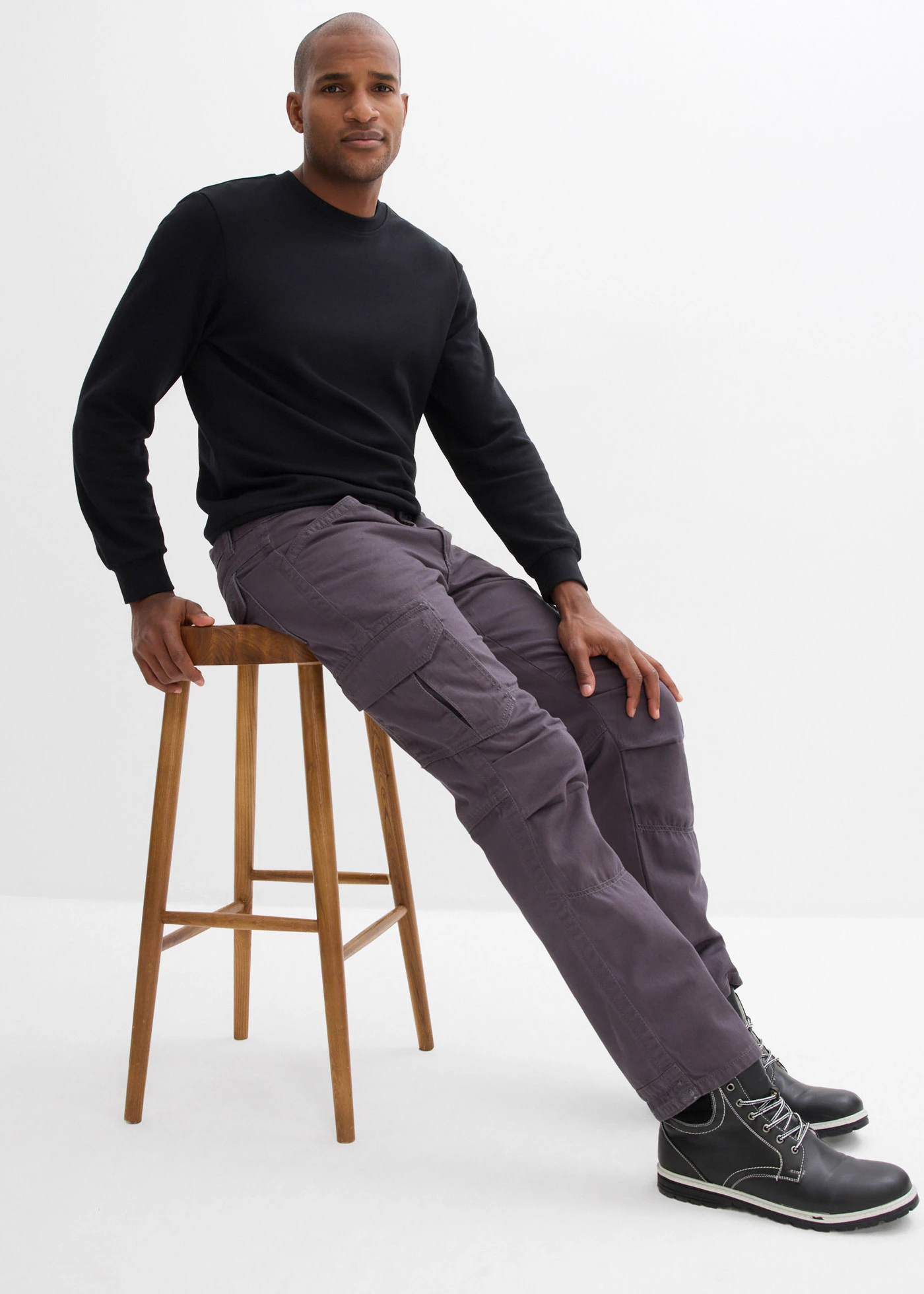 Pantaloni cargo drepți Relaxed Fit • gri închis • magazin bonprix