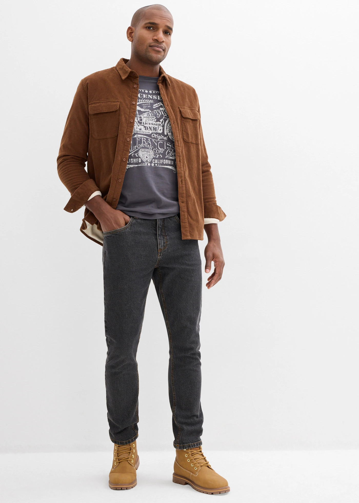 Džíny Classic Fit, s pružným pasem, Straight • černý denim • bonprix obchod