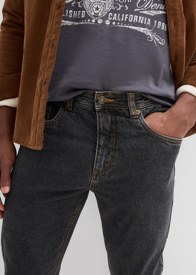 Jean droit classique, taille élastiquée • noir denim • product-page.page-title-suffix