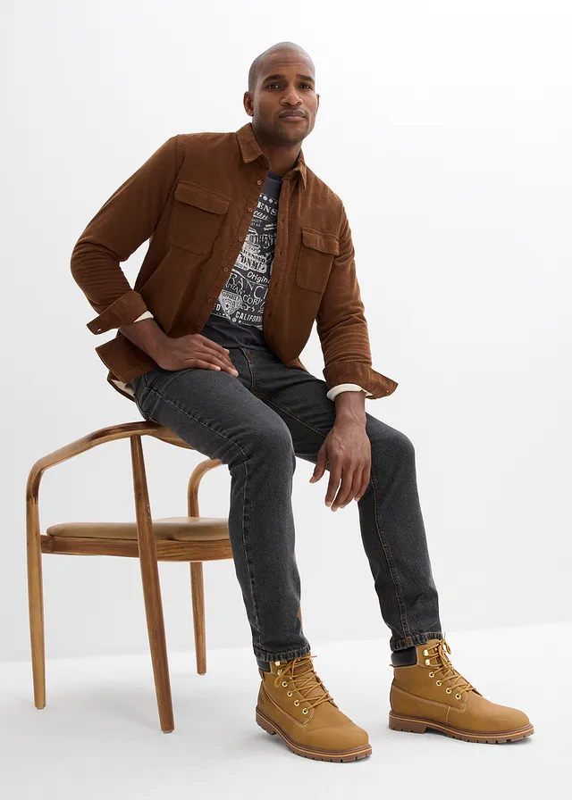 Jean droit classique, taille élastiquée • noir denim • product-page.page-title-suffix