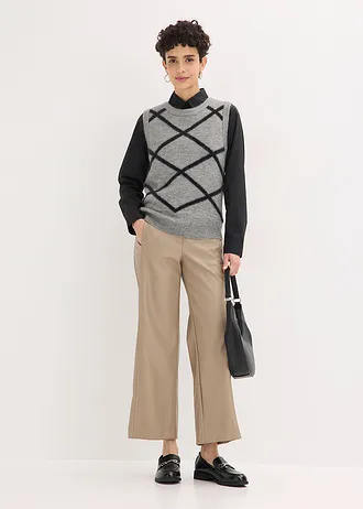 Vestă cu fir pufos • gri melanj-negru grafic • magazin bonprix