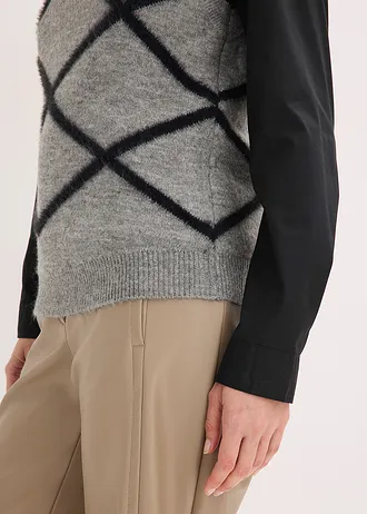 Vestă cu fir pufos • gri melanj-negru grafic • magazin bonprix