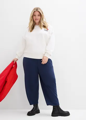 Oversized sweater, Kleur: wolwit met print