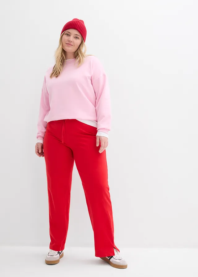 Pantalon de jogging large 100% coton, Couleur: fraise