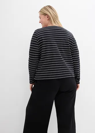 Zwaar jersey shirtvest van puur biologisch katoen, Kleur: zwart-parelwit gestreept