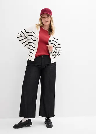 Geribd shirt met biologisch katoen (set van 2), Kleur: kersenrood-donkerblauw