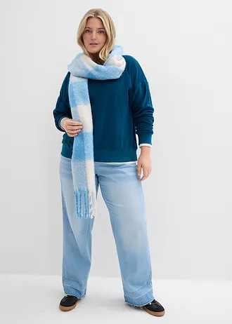 Longsleeve van badstof, Kleur: blauwpetrol