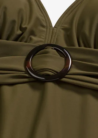 Corrigerend badpak met een V-hals, licht corrigerend • donkerolijfgroen • bonprix online shop