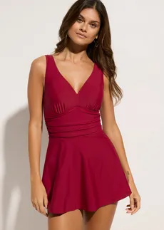 Sukienka kąpielowa ze skrzyżowanymi ramiączkami • ciemnoczerwony • sklep bonprix