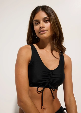 Bustier bikini (2-részes szett), megkötős pántokkal • fekete • bonprix áruház