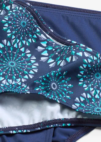 Bikinové kalhotky (2 ks v balení) • půlnoční modrá + modrá s potiskem • bonprix obchod