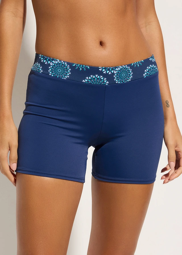 Cycliste de bain à taille élastiquée, Couleur: bleu nuit