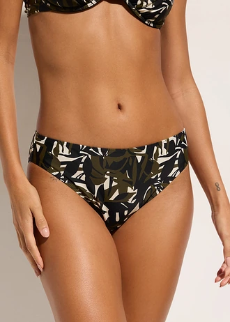 Figi bikini (2 pary), gładkie i z nadrukiem • czarny+biel wełny-czarny-oliwkowy z nadrukiem • sklep bonprix