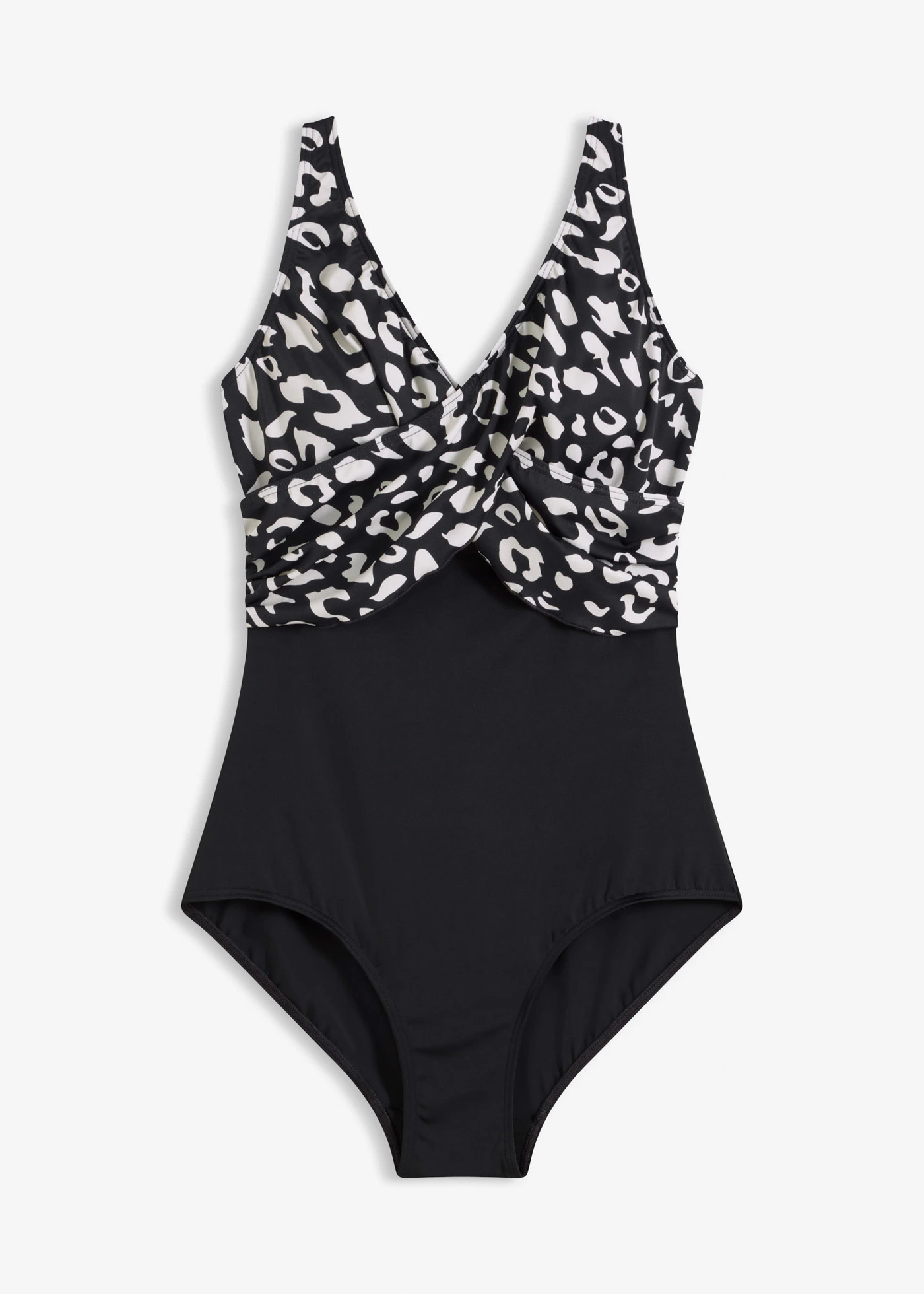 Costum de baie cu aspect petrecut • negru-bej cu imprimeu • magazin bonprix