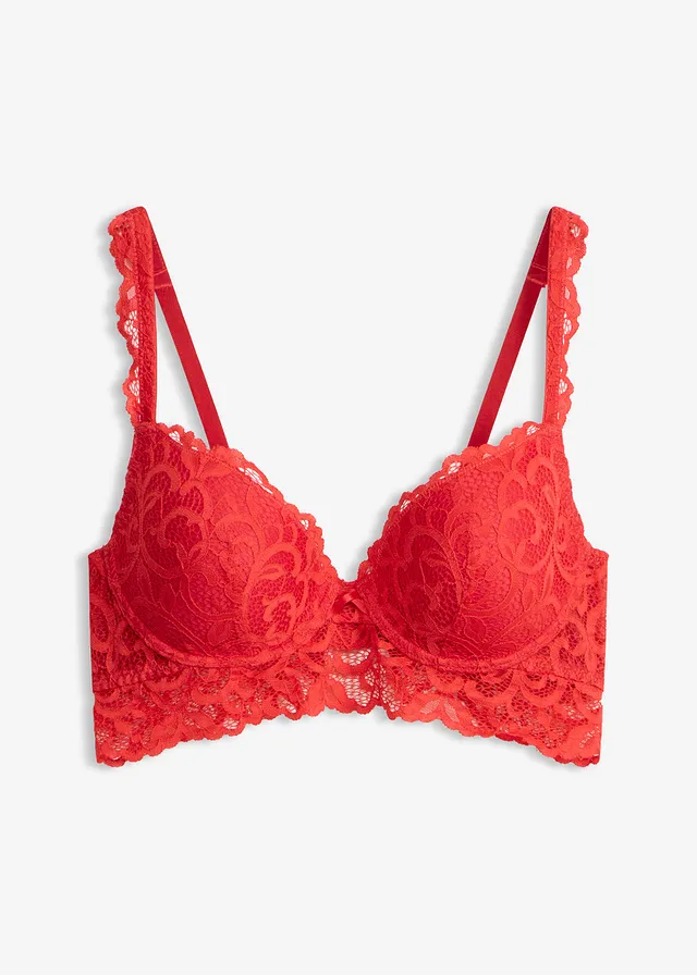 Push-up bh van zacht kant, Kleur: salsarood