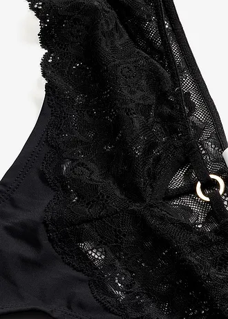 Chilot panty string cu dantelă florală • negru • magazin bonprix