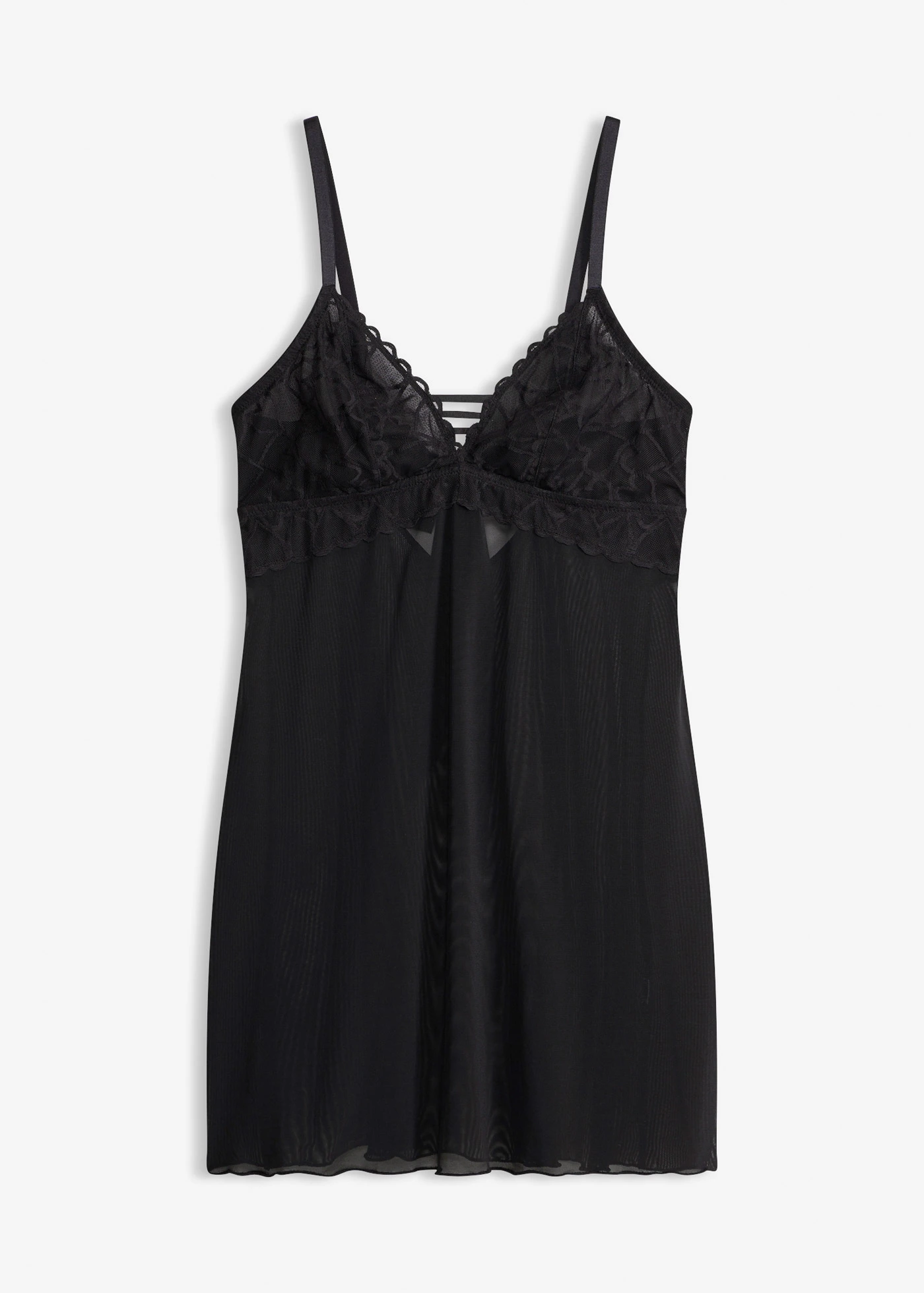 Neglijeu fără armătură, cu dantelă cu inimioare • negru • magazin bonprix