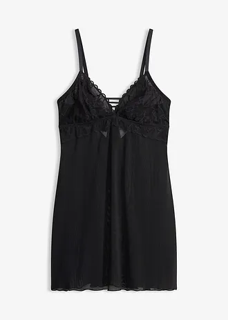 Négligé à dentelle cœurs, sans armatures, Couleur: noir